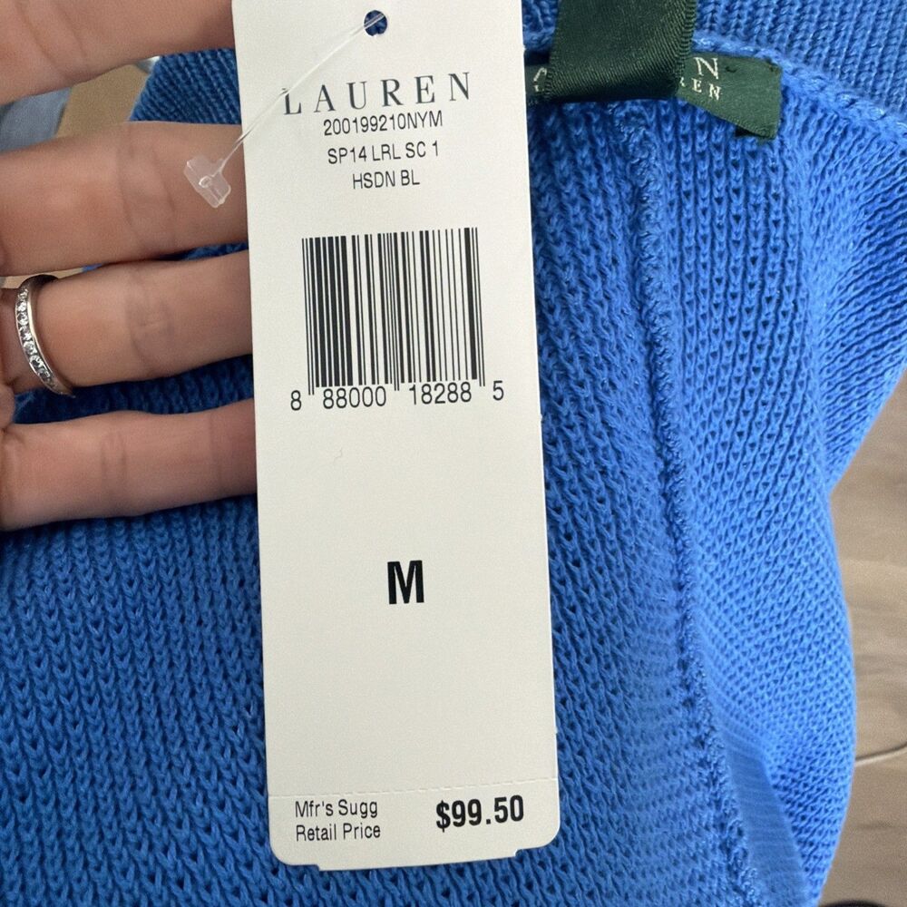 NWT Ralph Lauren Open Front Cardigan Sky Blue M Grandmacore Quiet Luxury - Picture 6 of 8